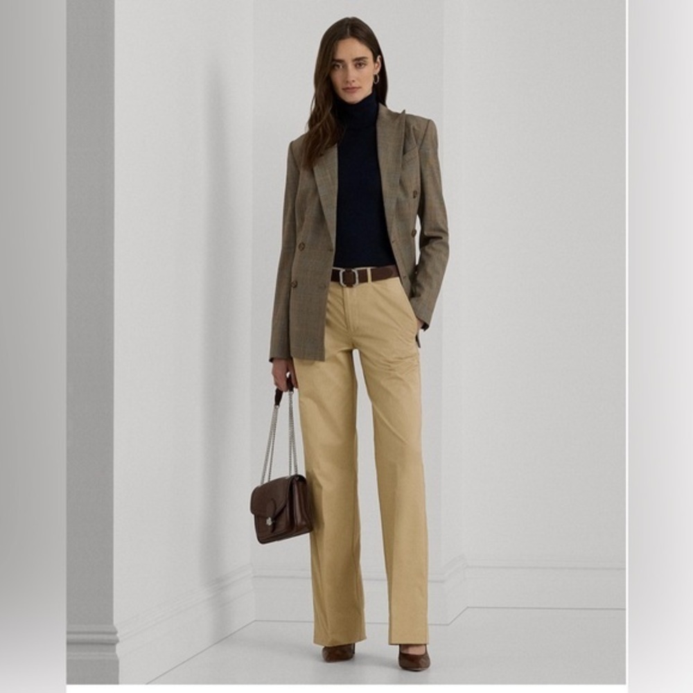 Lauren Ralph Lauren Women's‎ High-Rise Straight-Leg Pants Tan Size 8